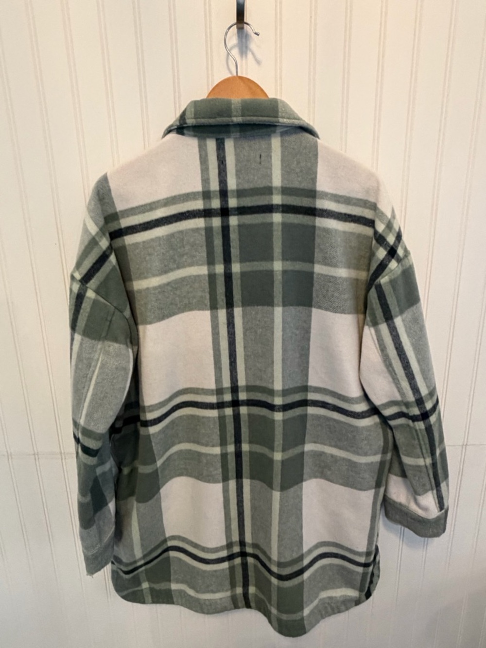 Banana Republic Green and Cream Plaid Wool Blend Jacket Size L - Picture 3 of 3